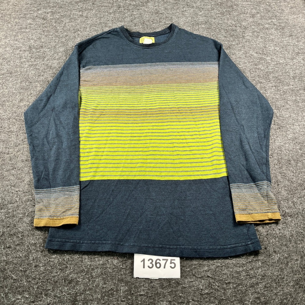 Crash Poets Shirt Mens Medium Blue Multi Striped Long Sleeve Crew Neck Pullover